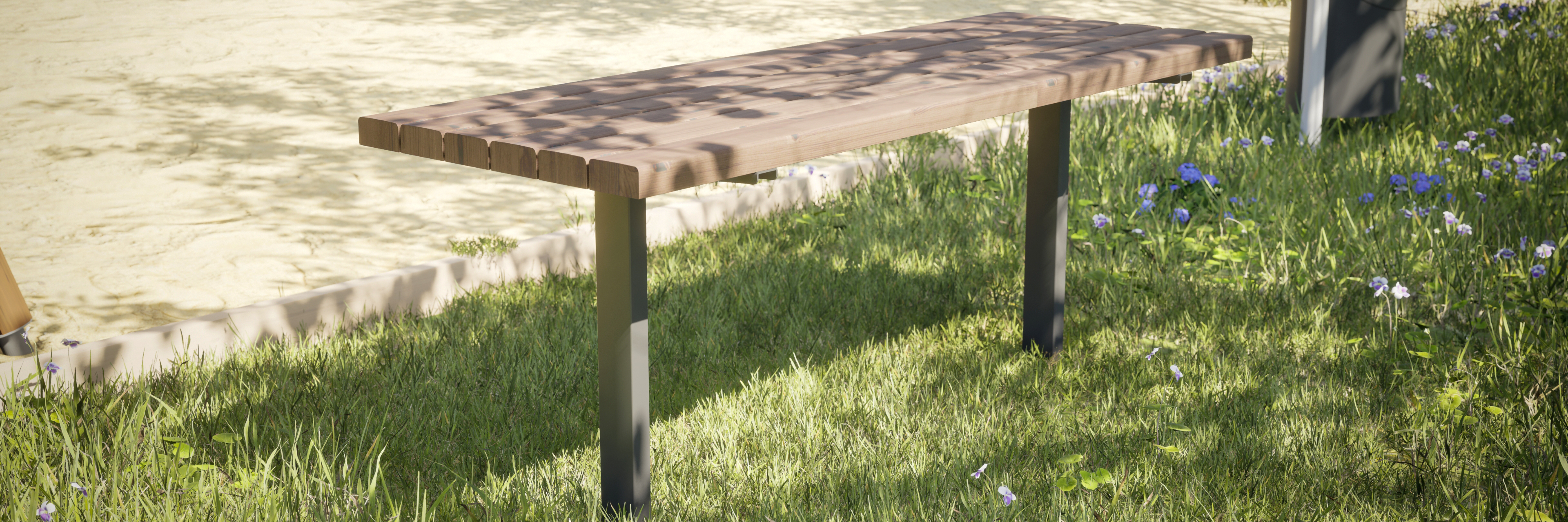 A rendered image of Ekeby park table made with recycled plastic.